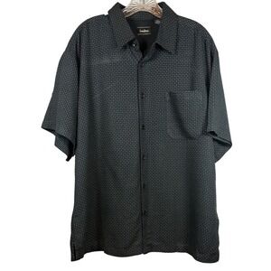 Vintage NEIMAN MARCUS Short Sleeve Button Down Shirt, Black, Silk/Rayon, Size XL